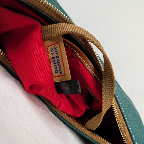 DOONEY & BOURKE Forest Green Pebble Grain Leather Small Hobo Bag Gold Hardware - Picture 11 of 15